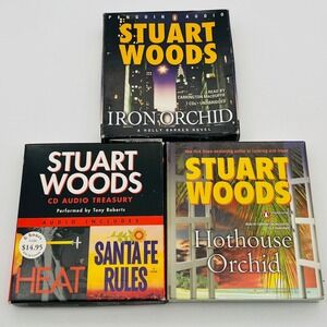 Stuart Woods Audiobook CD Lot Iron Orchid Hothouse Orchid Heat Santa Fe Rules